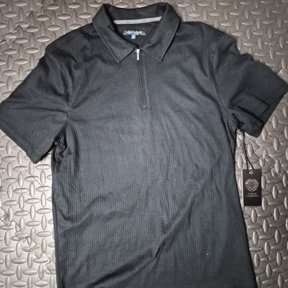 Vince Camuto Other - Vince Camuto Men’s Ribbed Quarter-Zip Polo – Black (Size M, NWT)